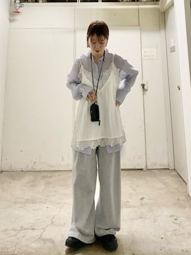 「KBF（ケイビーエフ）のアイテム（パンツ）」を使った、misakiさん（レディース・160cm）の春コーディネート