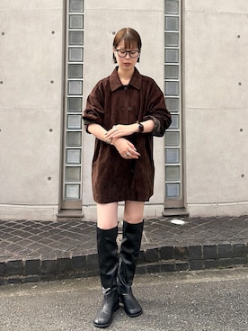 「KBF（ケイビーエフ）のピーチスキンカバーオール（ブルゾン、ブラウン系）」を使った、misakiさん（レディース・160cm）の夏コーディネート