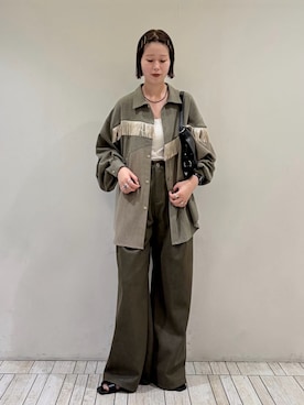 「KBF（ケイビーエフ）のSiltrata　Melt pants（その他パンツ、グリーン系）」を使った、misakiさん（レディース・160cm）の夏コーディネート