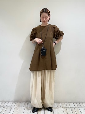 「KBF（ケイビーエフ）のシアーバルーンパンツ（その他パンツ、ホワイト系）」を使った、misakiさん（レディース・160cm）の春コーディネート