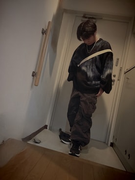 「SERACE（セラス）の【SERACE】Loose silhouette abstract shaggy knit / ルーズシルエットアブストラクトシャギーニット（ニット/セーター）」を使った、yukisandaさん（メンズ・163cm）の秋コーディネート