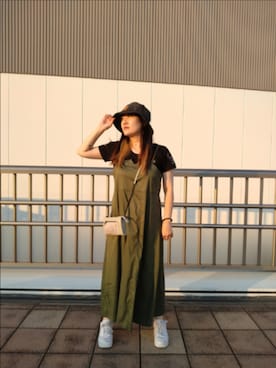 「AVIREX（アヴィレックス）のアイテム（ワンピース/ドレス）」を使った、あいさん（レディース・161cm）の夏コーディネート