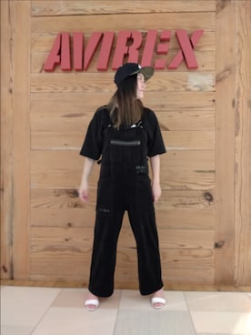 「AVIREX（アヴィレックス）のアイテム（オールインワン・サロペット）」を使った、あいさん（レディース・161cm）の夏コーディネート