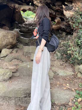 「earth music&ecology（アースミュージックアンドエコロジー）のアイテム（ニット/セーター、ブラック系）」を使った、kair0さん（レディース・151cm）の冬コーディネート