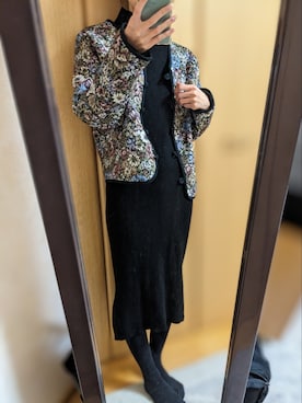 「ap retro（アプレトロ）のアイテム（ノーカラージャケット）」を使った、kair0さん（レディース・151cm）の冬コーディネート