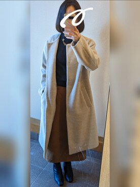 「earth music&ecology（アースミュージックアンドエコロジー）のアイテム（ニット/セーター、ブラック系）」を使った、kair0さん（レディース・151cm）の冬コーディネート