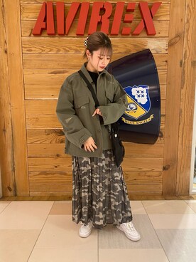 「AVIREX（アヴィレックス）のアイテム（その他アウター）」を使った、NANAさん（レディース・152cm）の冬コーディネート
