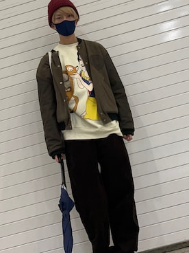 「ディズニー男子」｜すんさん（メンズ・165cm）の冬コーディネート