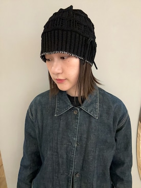 「OVERRIDE」｜「アイテム（ニットキャップ/ビーニー）」を使った、リウさん（レディース・174cm）の冬コーディネート