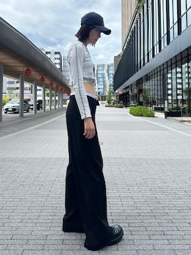 「アイテム（キャップ）」を使った、リウさん（レディース・174cm）の秋コーディネート