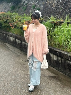 「アイテム（シュシュ）」を使った、momo🐇さん（レディース・153cm）の秋コーディネート