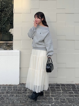 「GIUNON（ジウノン）のアイテム」を使った、momo🐇さん（レディース・153cm）の冬コーディネート