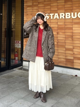 「アイテム（ボストンバッグ）」を使った、momo🐇さん（レディース・153cm）の冬コーディネート