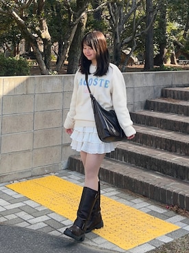 「GIUNON（ジウノン）のアイテム」を使った、momo🐇さん（レディース・153cm）の冬コーディネート