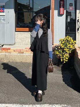 「アイテム（ジャンパースカート）」を使った、momo🐇さん（レディース・153cm）の冬コーディネート