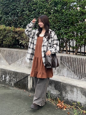 「アイテム（ワンピース）」を使った、momo🐇さん（レディース・153cm）の秋コーディネート