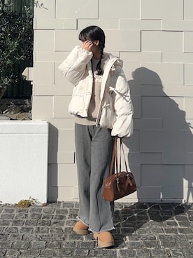 「アイテム（ダウンジャケット/コート）」を使った、momo🐇さん（レディース・153cm）の秋コーディネート