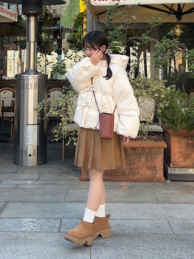 「アイテム（ヘアゴム）」を使った、momo🐇さん（レディース・153cm）の秋コーディネート