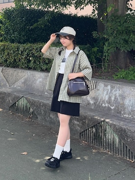 「アイテム（スラックス）」を使った、momo🐇さん（レディース・153cm）の夏コーディネート