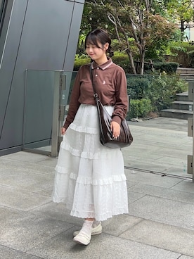 「アイテム（バレエシューズ）」を使った、momo🐇さん（レディース・153cm）の秋コーディネート