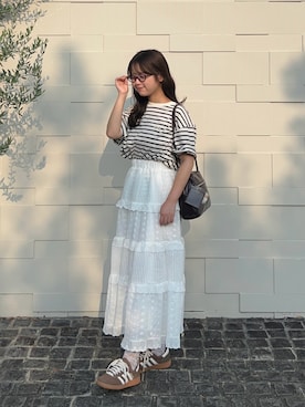 「アイテム（キーホルダー）」を使った、momo🐇さん（レディース・153cm）の秋コーディネート