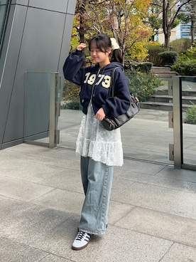 「アイテム（ボストンバッグ）」を使った、momo🐇さん（レディース・153cm）の冬コーディネート