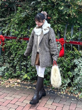 「アイテム（シュシュ）」を使った、momo🐇さん（レディース・153cm）の冬コーディネート