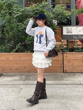 「アイテム（キャップ）」を使った、momo🐇さん（レディース・153cm）の冬コーディネート