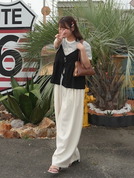 「NOGLE（ノグル）のアイテム」を使った、momo🐇さん（レディース・153cm）の夏コーディネート