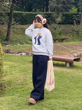 「アイテム（スウェットパンツ）」を使った、momo🐇さん（レディース・153cm）の秋コーディネート