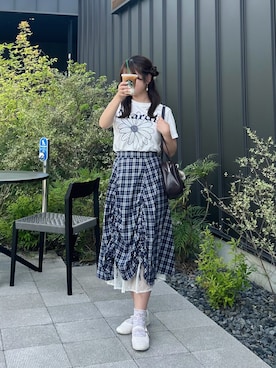 「GU（ジーユー）のアイテム」を使った、momo🐇さん（レディース・153cm）の夏コーディネート