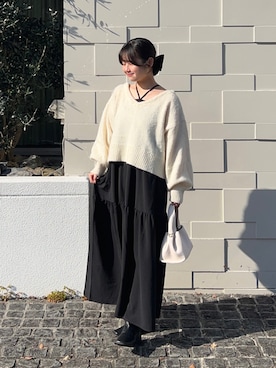 「アイテム（バレッタ/ヘアクリップ）」を使った、momo🐇さん（レディース・153cm）の冬コーディネート