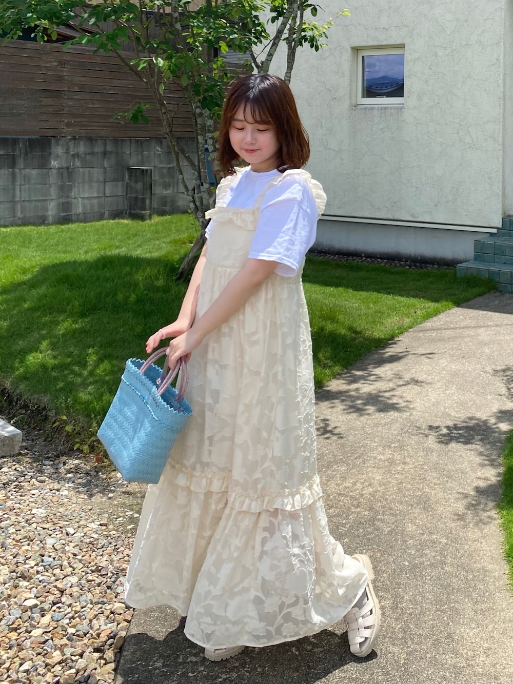manon tokyo フリルジャガードベルトワンピース　白 manon tokyo マノントーキョー フリルジャガードベルト