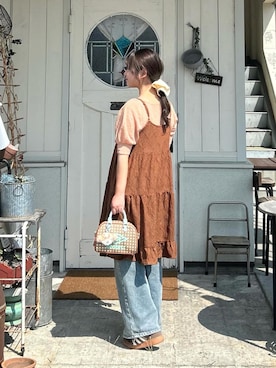 「アイテム（シュシュ）」を使った、momo🐇さん（レディース・153cm）の夏コーディネート