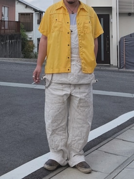 「アイテム（オールインワン・サロペット、ホワイト系）」を使った、kosyobiさん（メンズ・176cm）の秋コーディネート