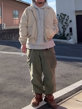 「アイテム（パーカー）」を使った、kosyobiさん（メンズ・176cm・30代）の冬コーディネート