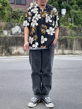 「CONVERSE（コンバース）のconverse コンバース AS US HI オールスター US HI 31308191 BLACK（スニーカー）」を使った、kosyobiさん（メンズ・176cm・30代）の夏コーディネート