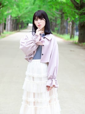 「アイテム（テーラードジャケット）」を使った、hamachida.yumiさん（レディース・162cm）の夏コーディネート