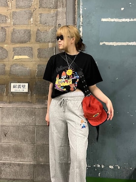 「アイテム（帽子、オレンジ系）」を使った、ちぃ。さん（レディース・165cm）の夏コーディネート