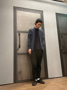 「ALLSAINTS（オールセインツ）のアイテム（ニットキャップ/ビーニー）」を使った、Malcolmさん（メンズ・179cm）の春コーディネート