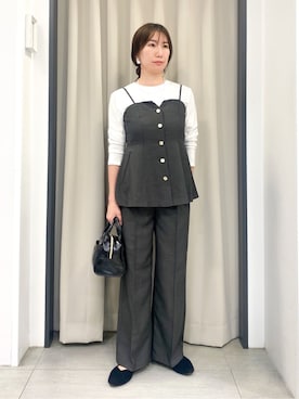 「grove（グローブ）の【カセット服】主役級キャミビスチェ（シャツ/ブラウス、ブラウン系）」を使った、ee___grさん（レディース・163cm）の秋コーディネート