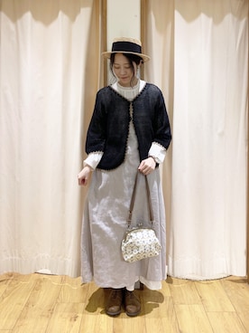 「Samansa Mos2（サマンサ モスモス）のインドコットン胸元レースブラウス（シャツ/ブラウス）」を使った、marin.🐏さん（レディース・160cm）の春コーディネート