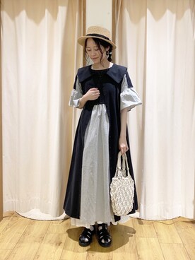 「Samansa Mos2（サマンサ モスモス）のモチーフレースワンピース（ワンピース）」を使った、marin.🐏さん（レディース・160cm）の春コーディネート