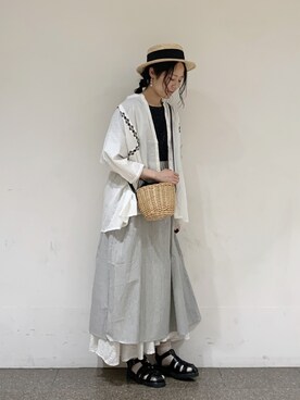 「Samansa Mos2（サマンサ モスモス）のモチーフレースワンピース（ワンピース）」を使った、marin.🐏さん（レディース・160cm）の春コーディネート