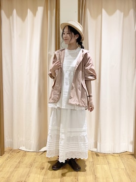 「サマンサ モスモス(Samansa Mos2)」｜「アイテム（マウンテンパーカー）」を使った、marin.🐏さん（レディース・160cm）の春コーディネート