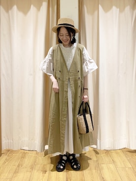 「Samansa Mos2（サマンサ モスモス）のモチーフレースワンピース（ワンピース）」を使った、marin.🐏さん（レディース・160cm）の春コーディネート