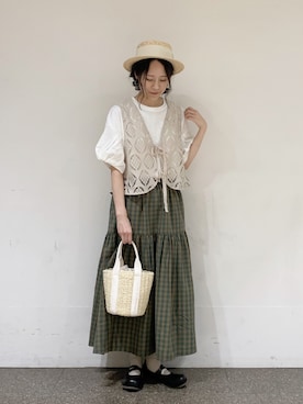 「アイテム（ベスト）」を使った、marin.🐏さん（レディース・160cm・20代）の夏コーディネート