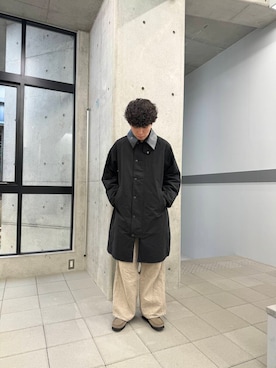 「Barbour（バブアー）のアイテム（ステンカラーコート）」を使った、オダネさん（メンズ・173cm）の冬コーディネート
