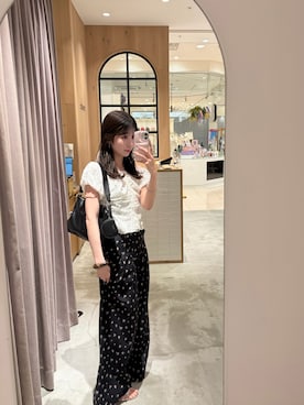 「mystic（ミスティック）のキャップスリーブコットンレースブラウス（シャツ/ブラウス、ホワイト系）」を使った、asukaさん（レディース・162cm）の春コーディネート