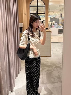「mystic（ミスティック）のレースドッキングオフショル半袖Tシャツ（Tシャツ/カットソー、グレー系）」を使った、asukaさん（レディース・162cm）の春コーディネート